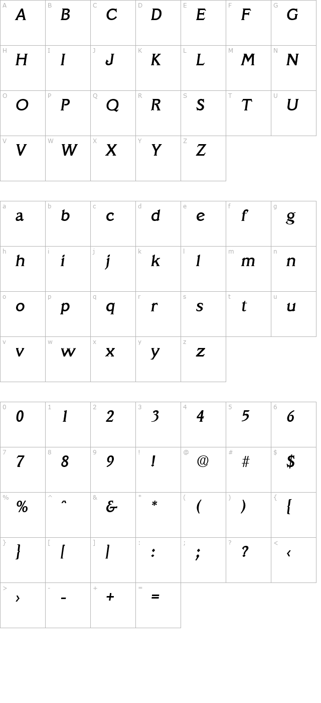 Veracruz-Serial-Medium-RegularItalic character map