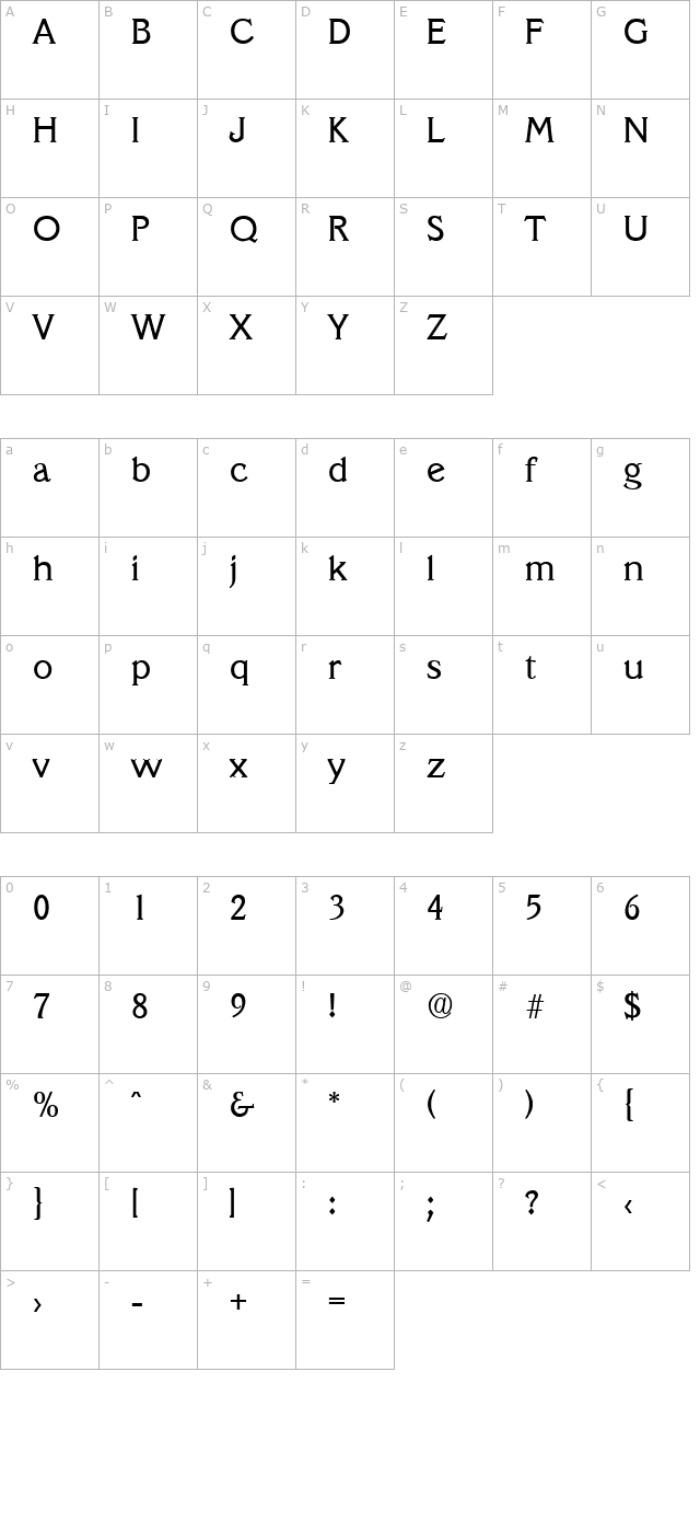 Veracruz-Serial-Regular character map