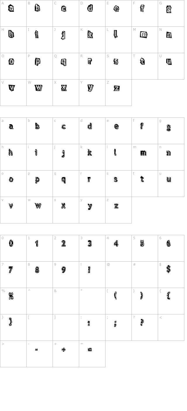 Verdy Évolution character map