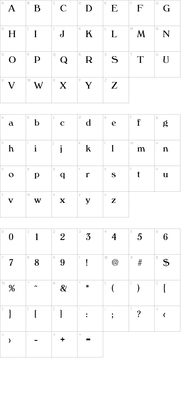 verona-serial-regular character map