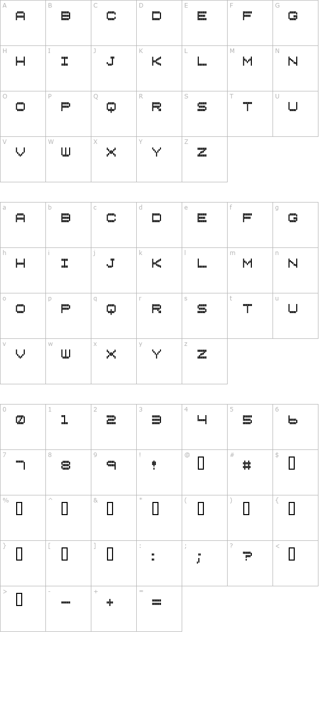 vertical-tuning character map