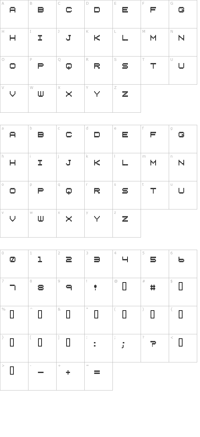 Vertical Tuning character map