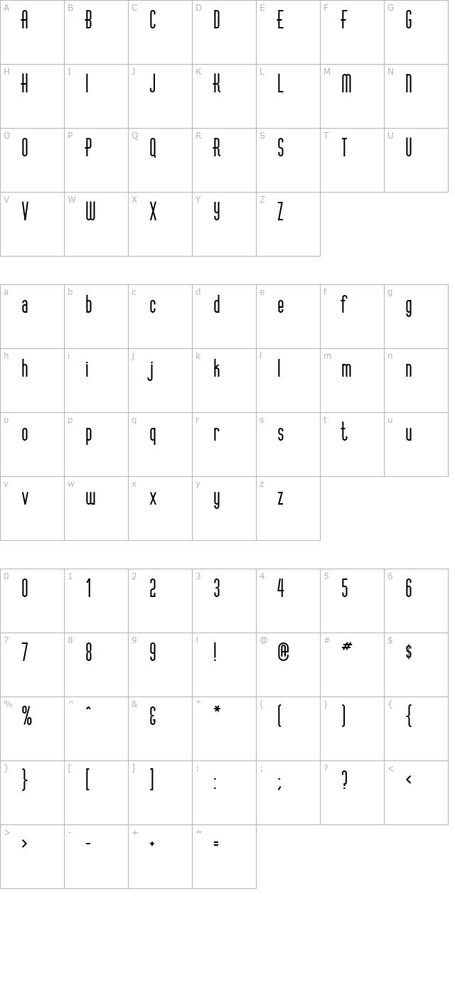 VertigoPlusFLF-Bold character map