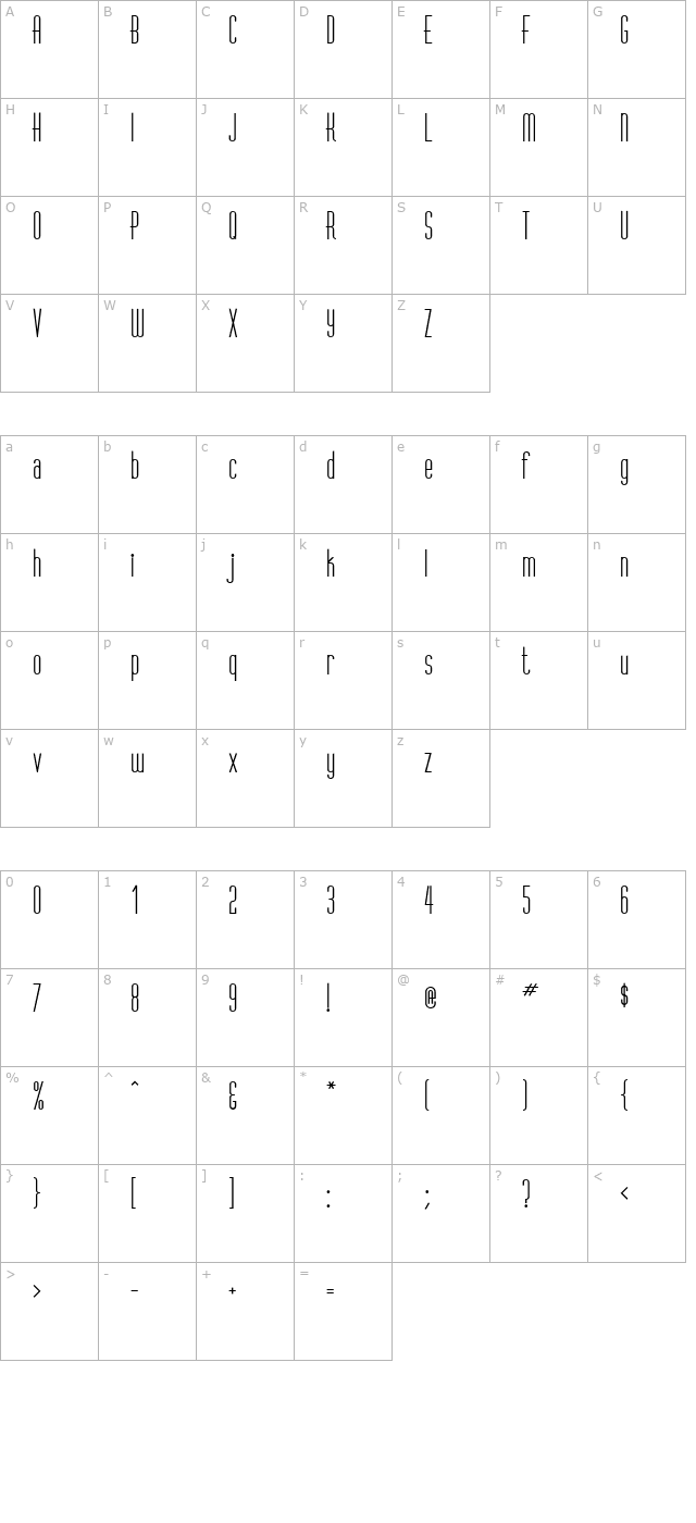 vertigoplusflf character map