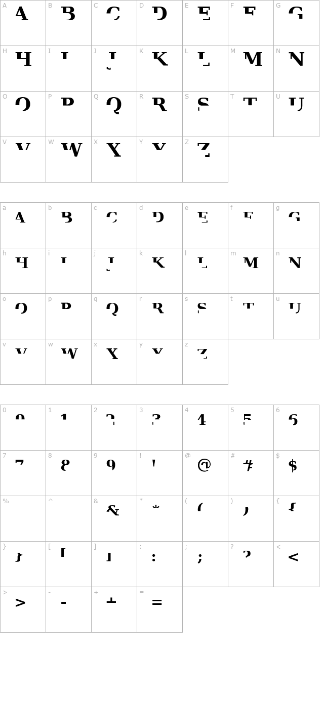 veru-serif character map