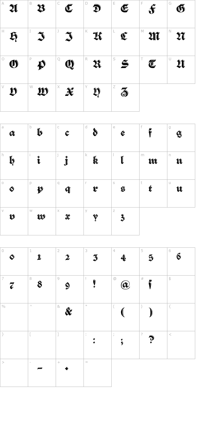 verzierteschwabacher-otf character map