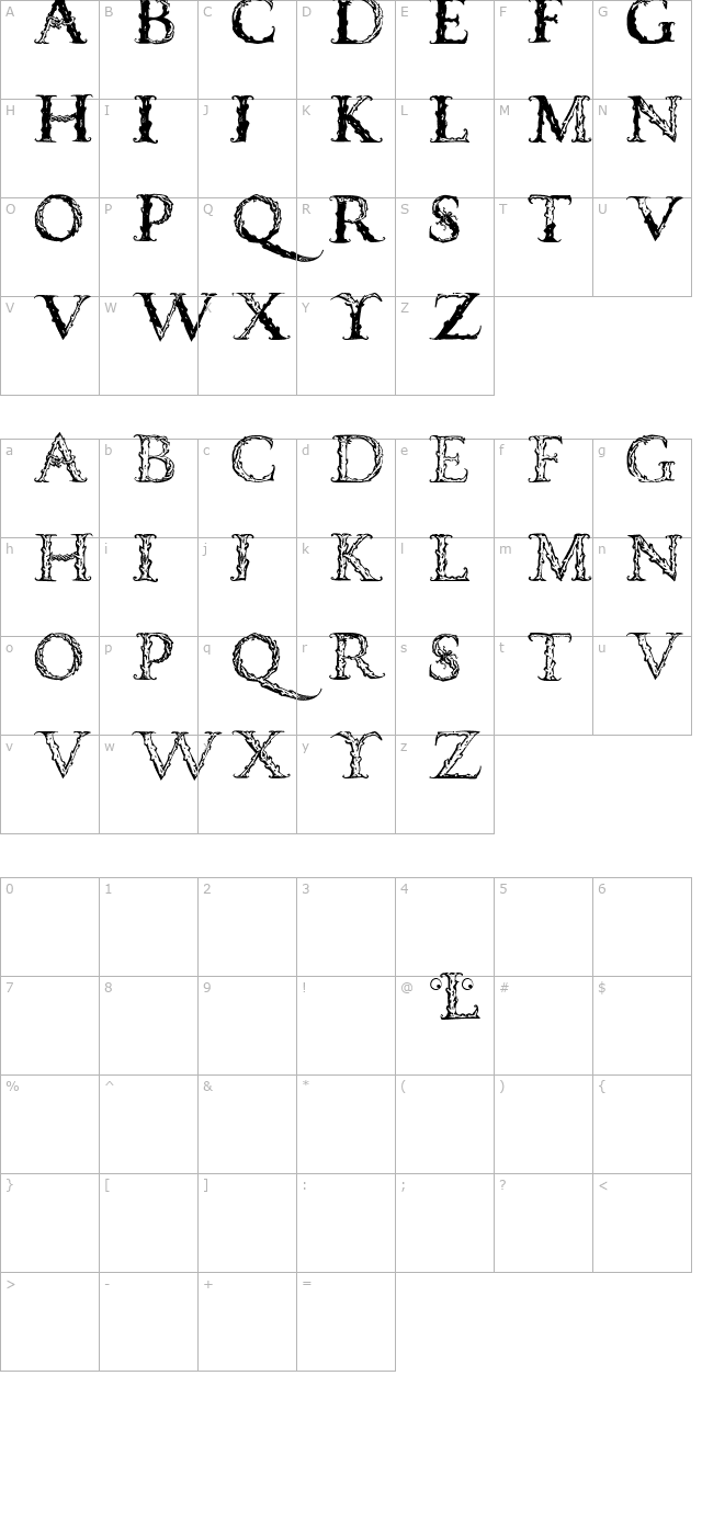 Vespasian Caps character map