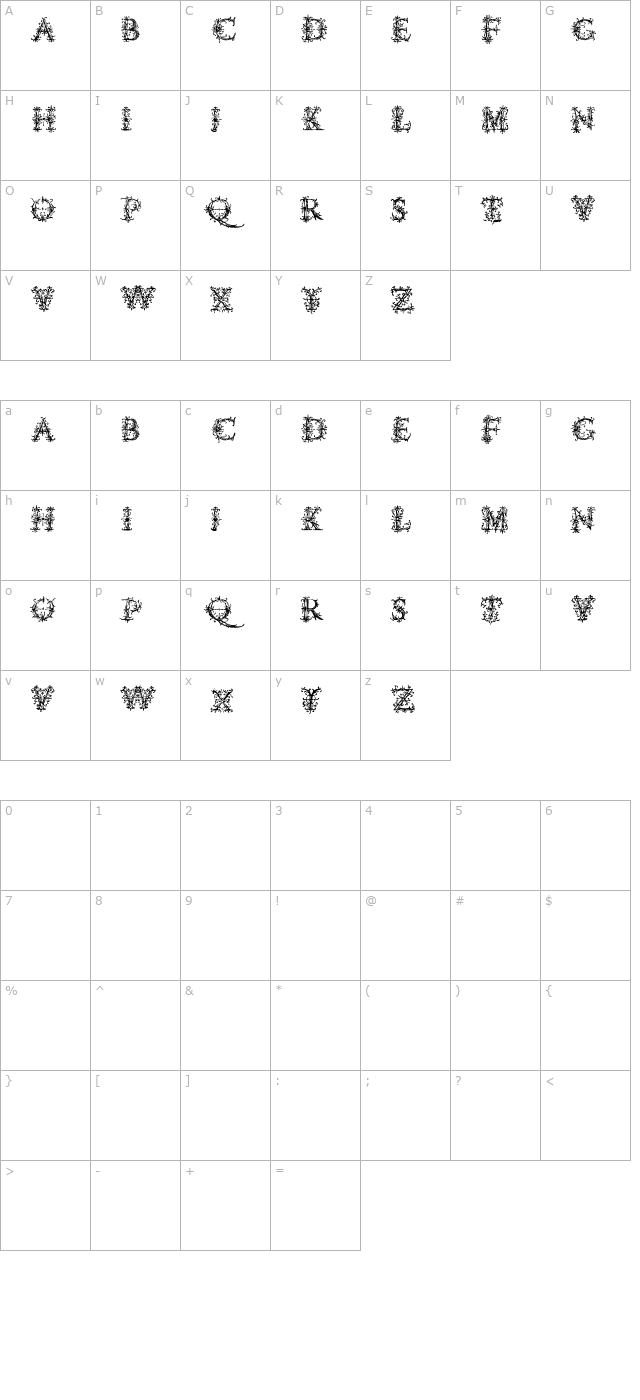 vespasians-florials character map