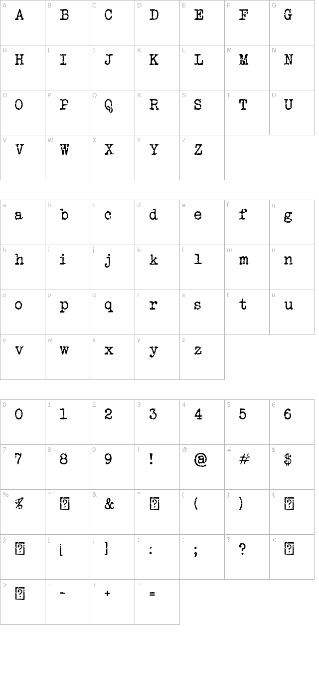 veteran-typewriter character map