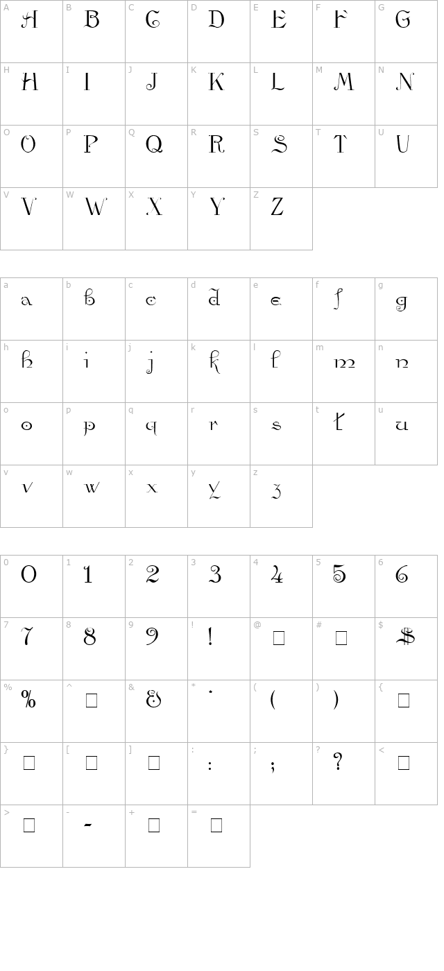 Viata Script SSi character map