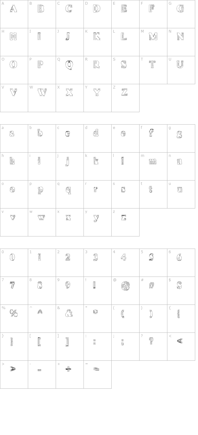 Vibrato Hollow character map