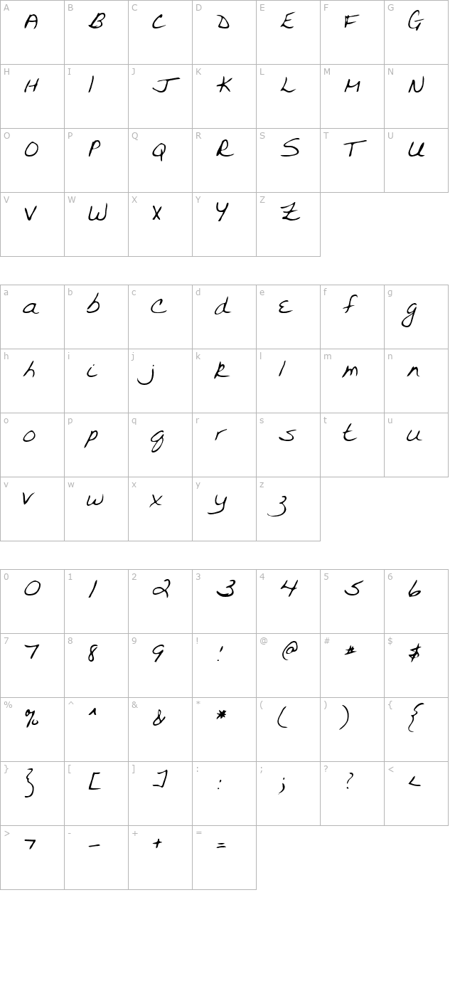 vicki-regular character map