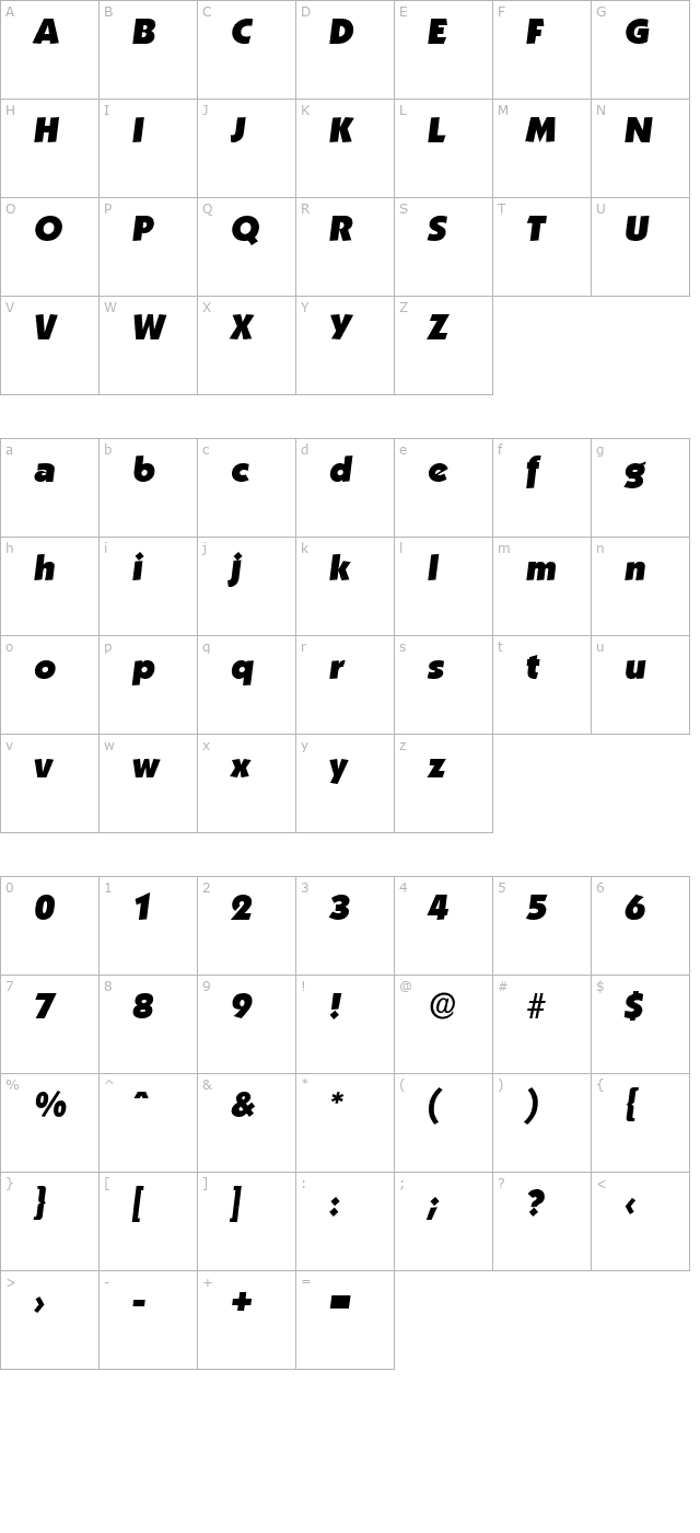 victorbecker-heavy-italic character map