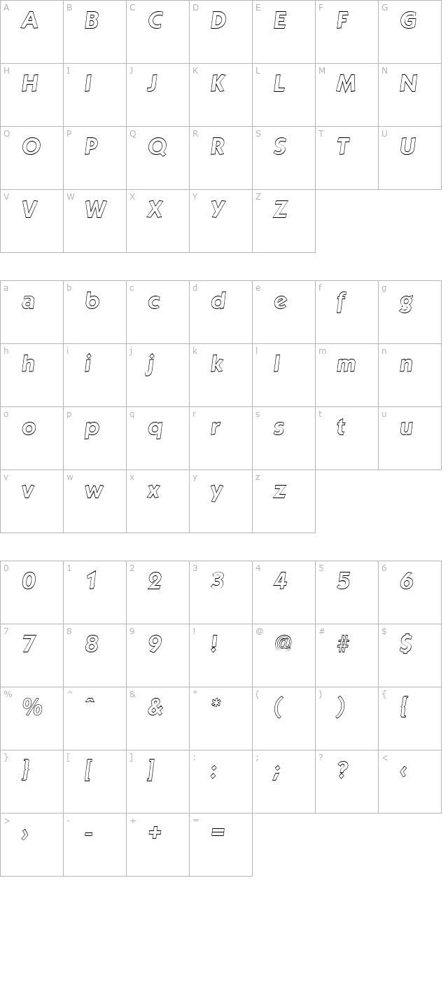 victorbeckeroutline-bolditalic character map