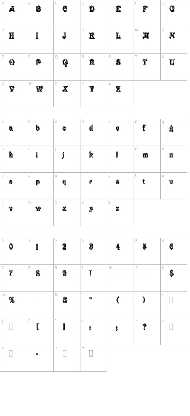 VictorianInlineShadedPlain character map