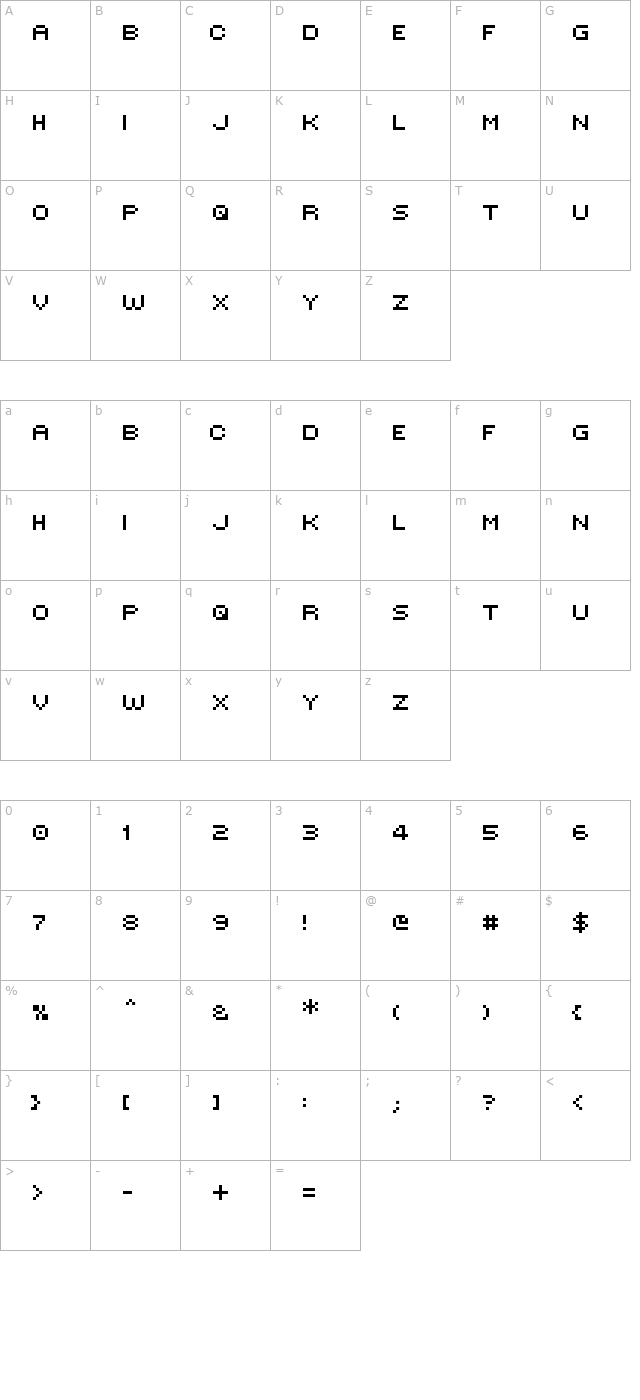 victors-pixel-font character map