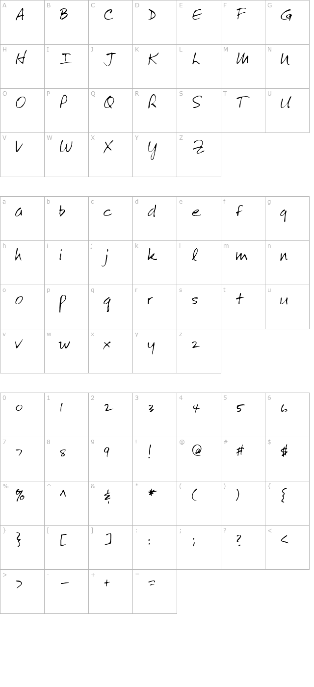 victorshand-regular character map