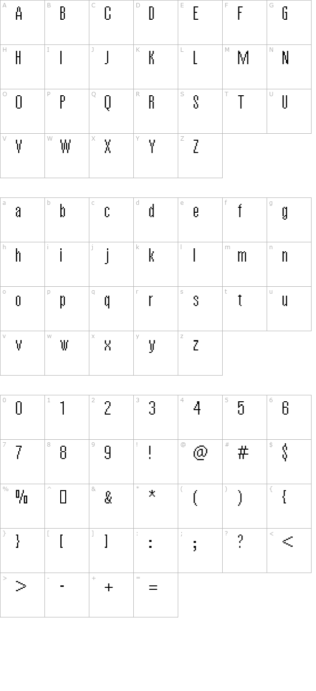 Vierzehn character map