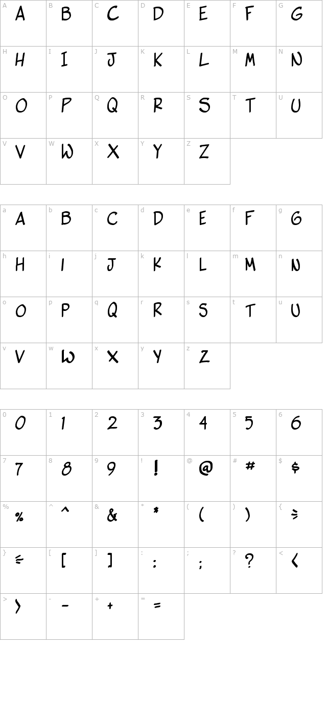 Vigilante Sidekick Bold character map