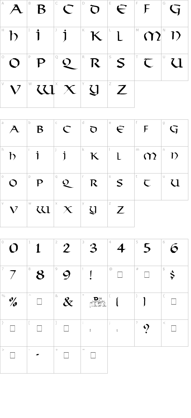 Viking Medium character map