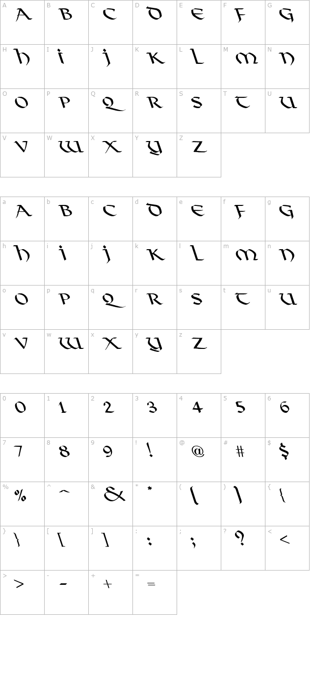 Viking Normal Lefti character map