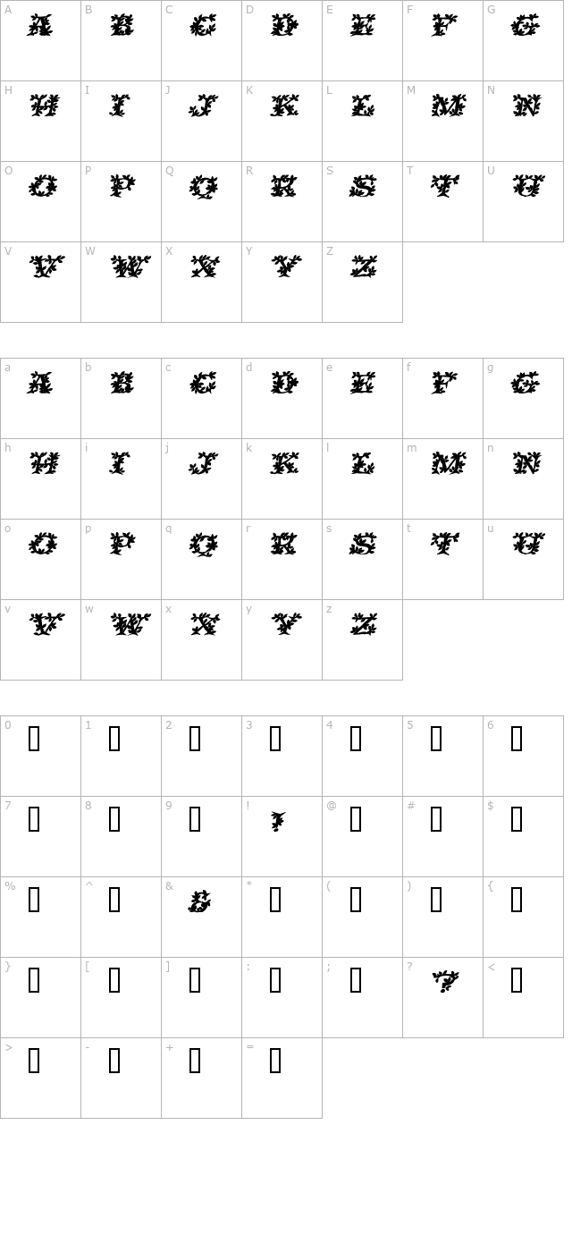VineCapsSSi BoldItalic character map