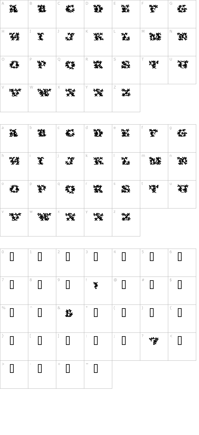 VineCapsSSK Bold character map