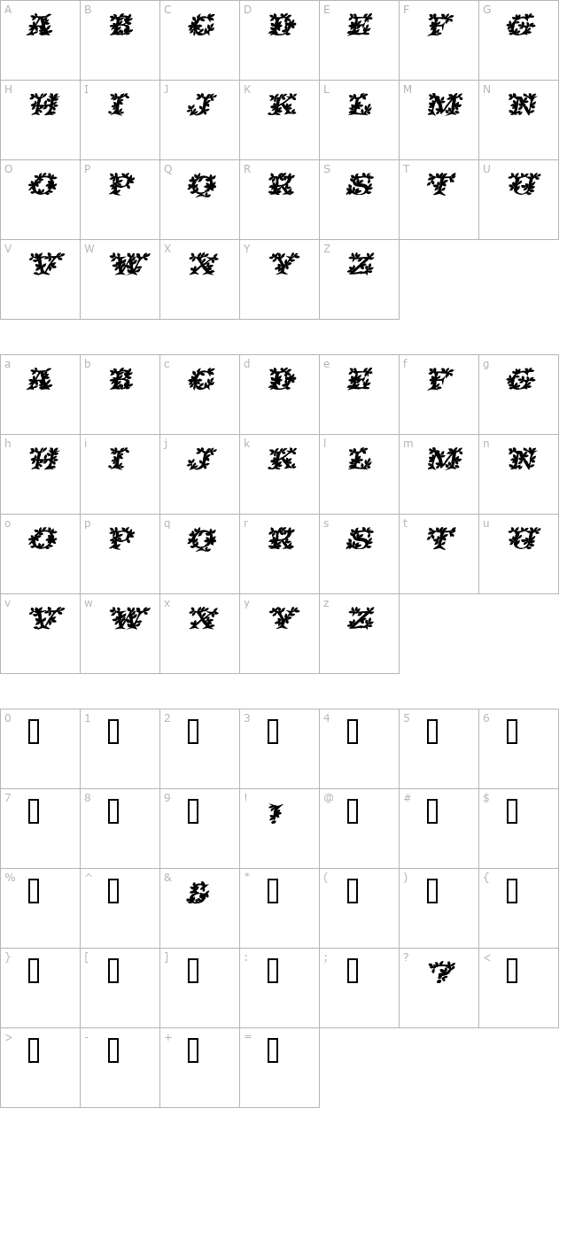 VineCapsSSK BoldItalic character map