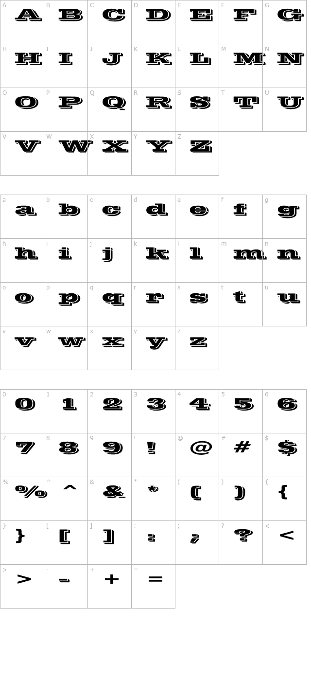 vinera-ex character map