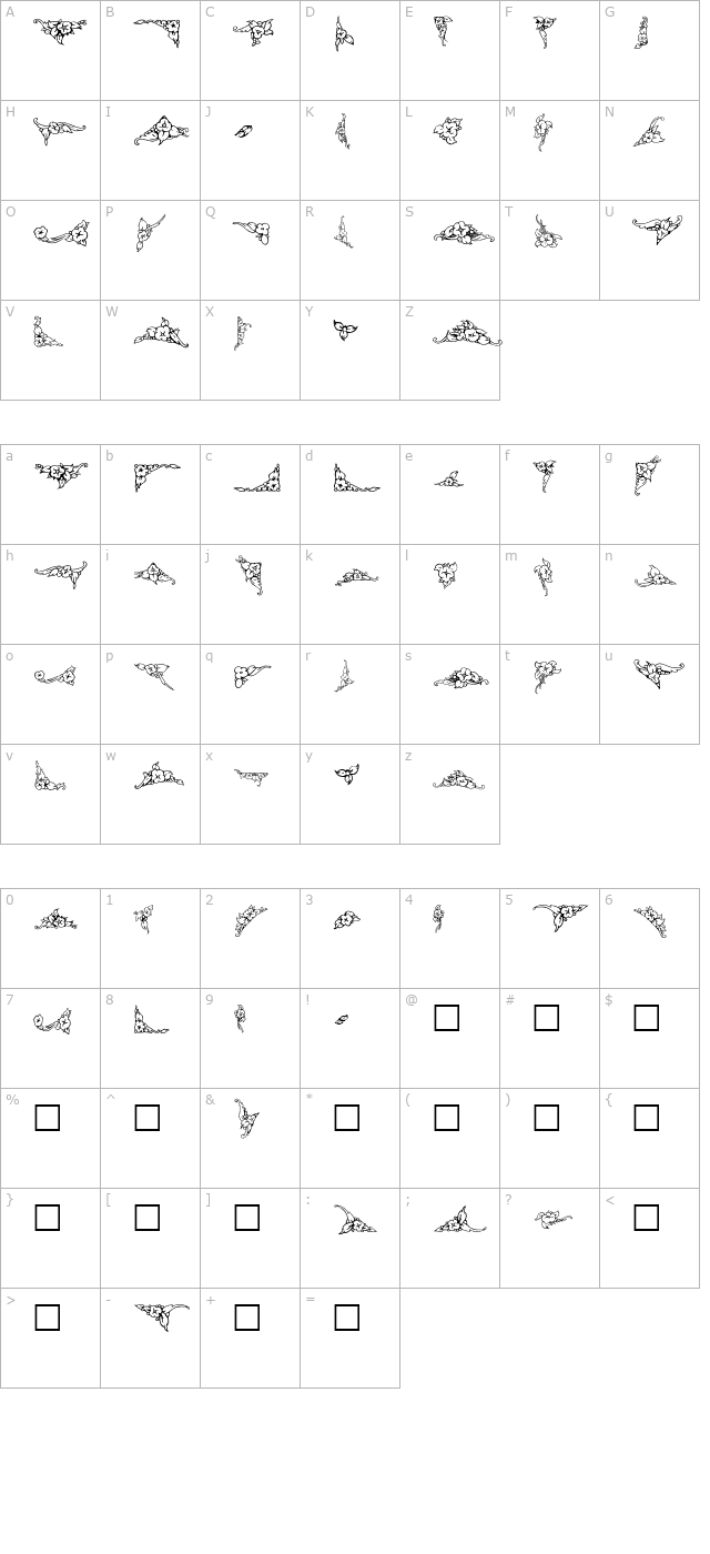 Vintage Regular character map