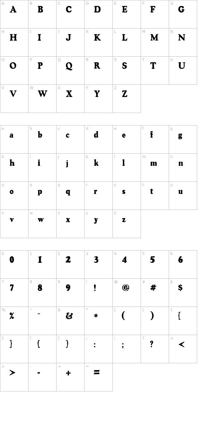 vintagessk character map