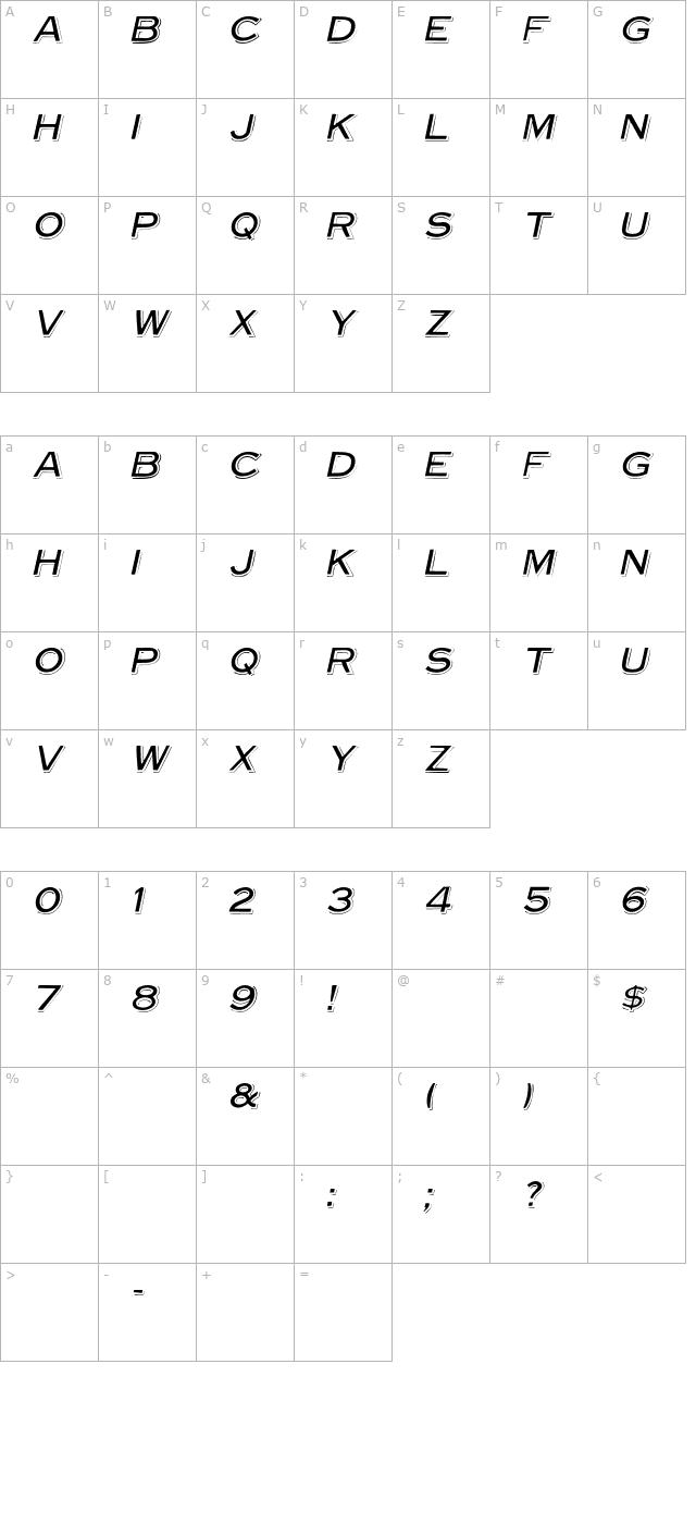 VinylCapsHeavy Italic character map