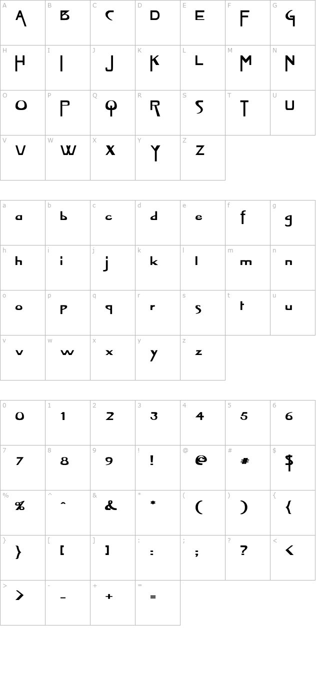 VireoFont Wd Bold character map