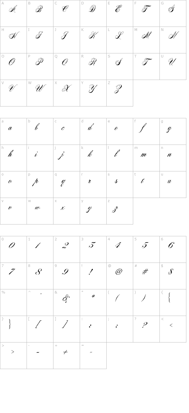 VirginiaAntique-Regular character map