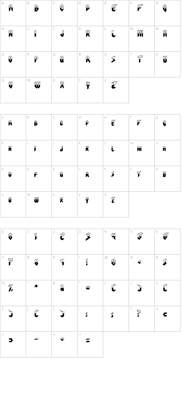 Visionaries Normal character map