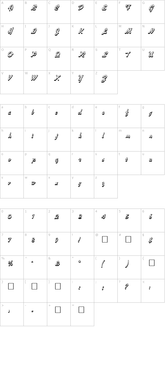 VisioOutlineSSK Regular character map