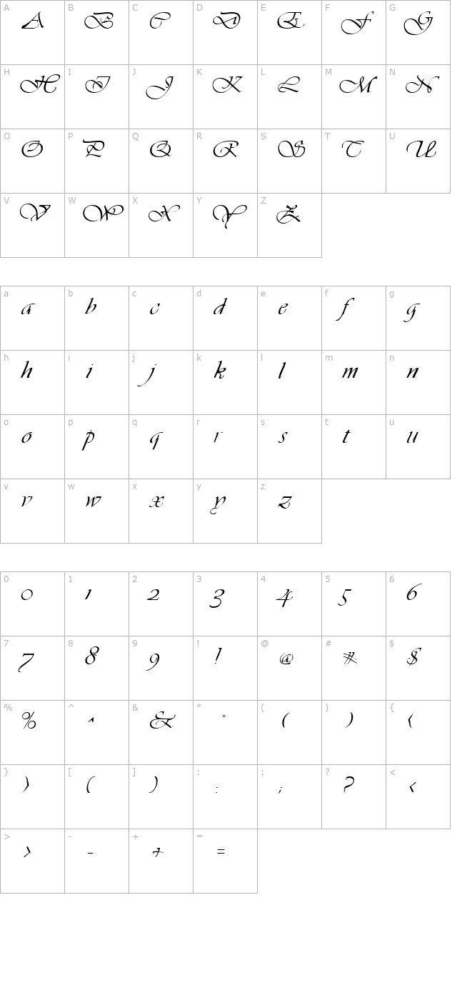 vivacious-regular character map