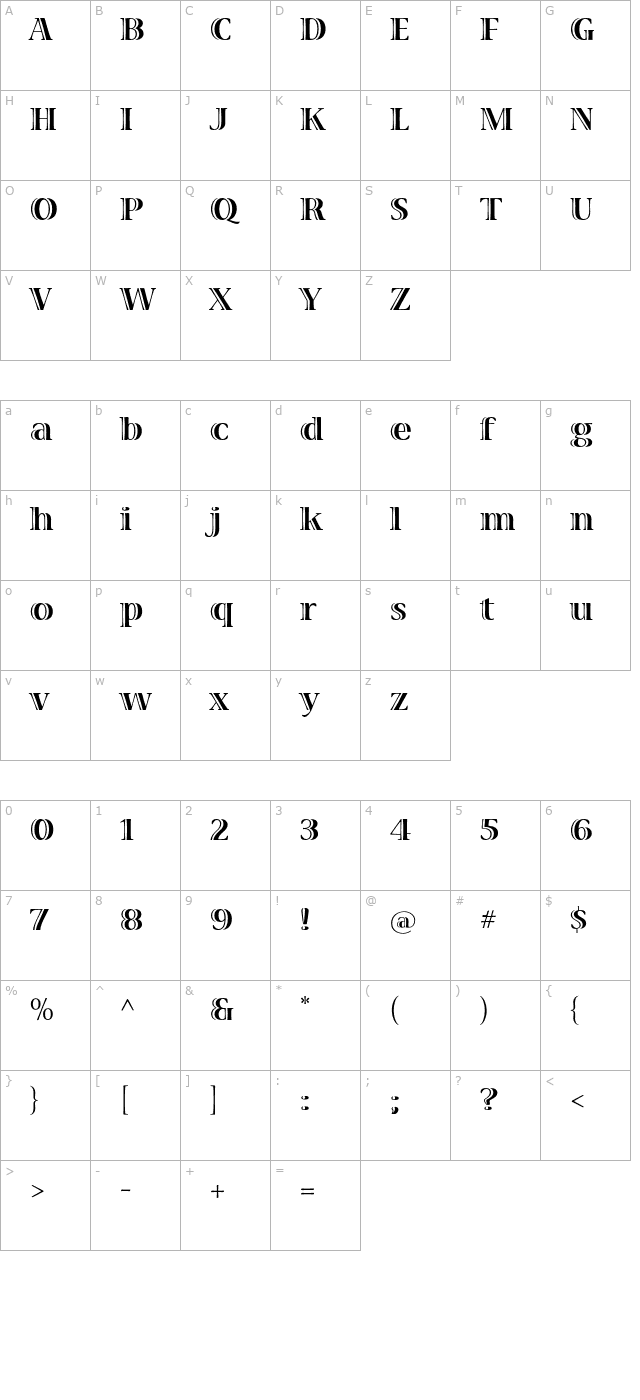 VivaStd-Bold character map