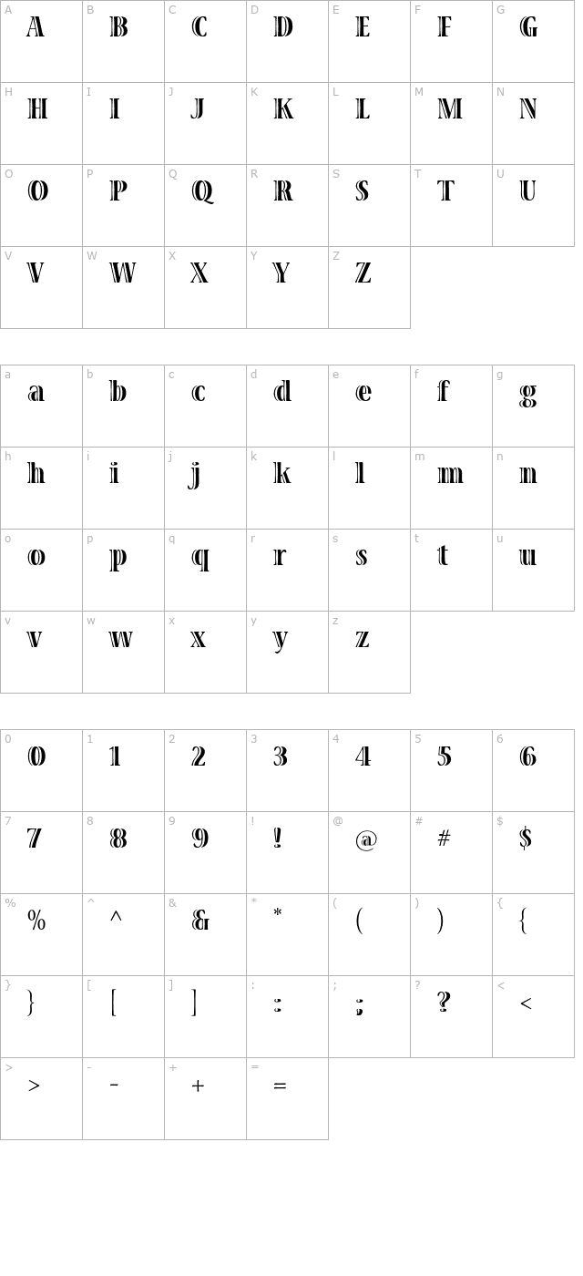 VivaStd-BoldCondensed character map