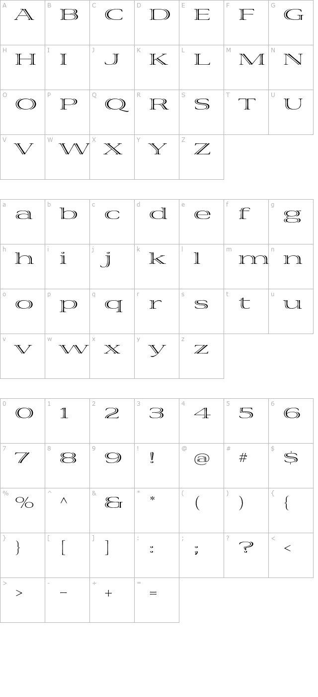 vivastd-extraextended character map