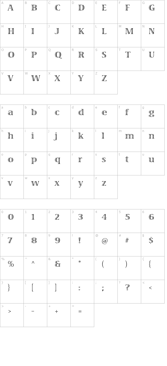 VivaStd-Regular character map