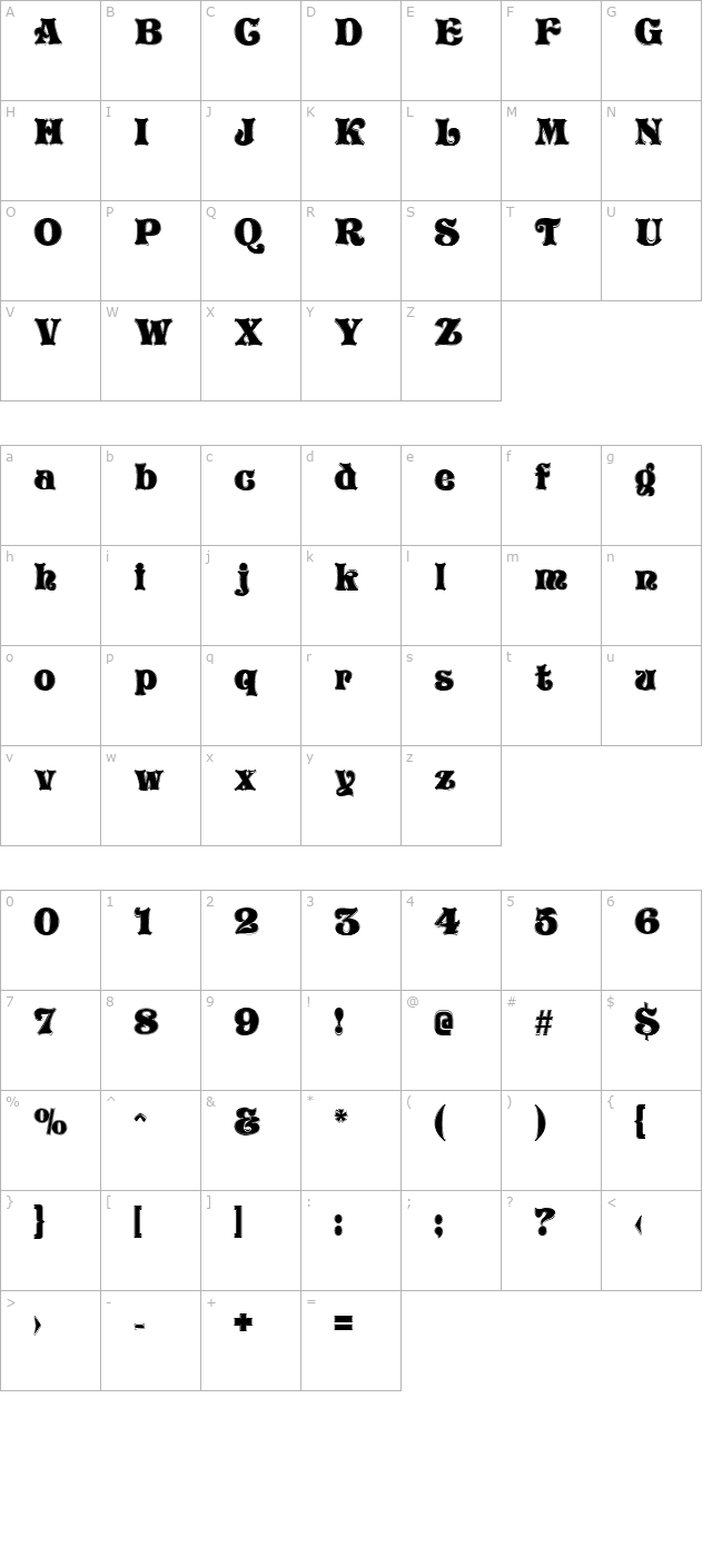 VivianFlourish DS Contour character map