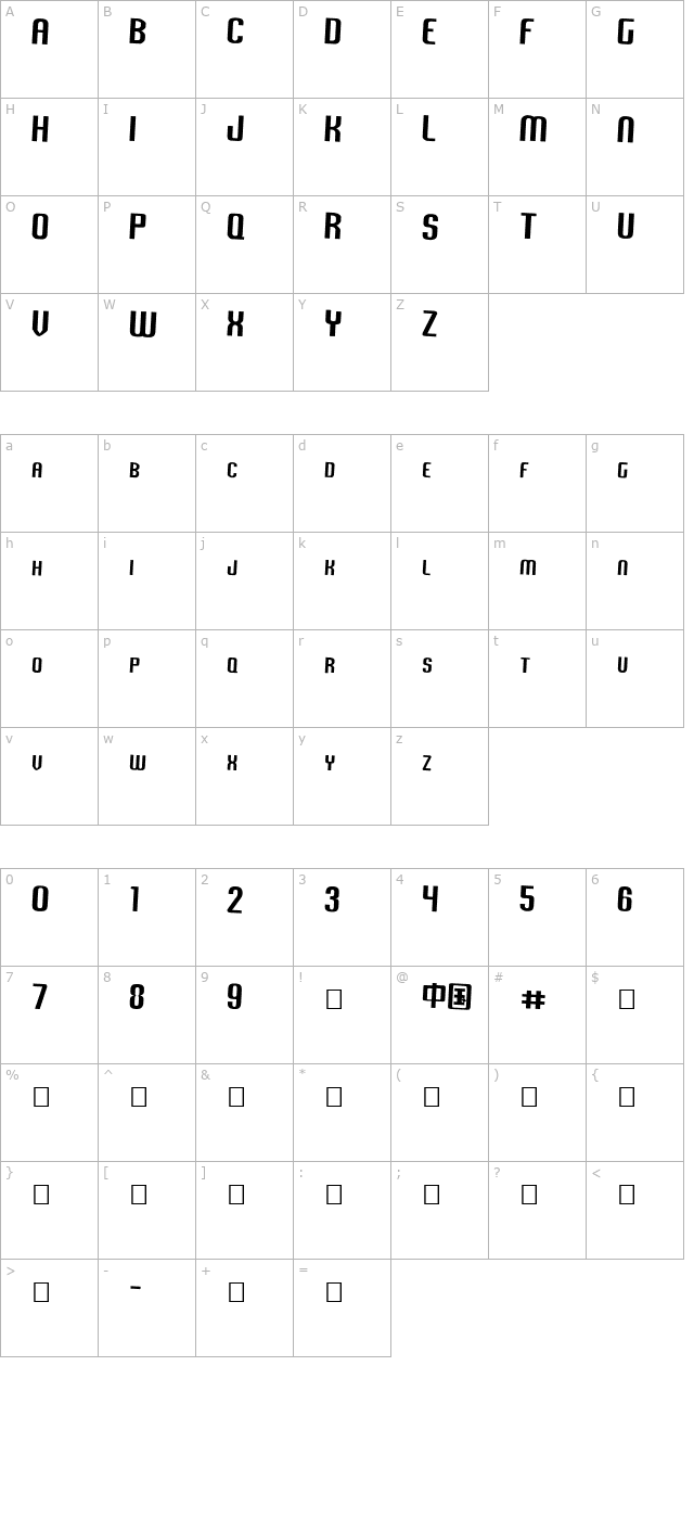 Vixene character map