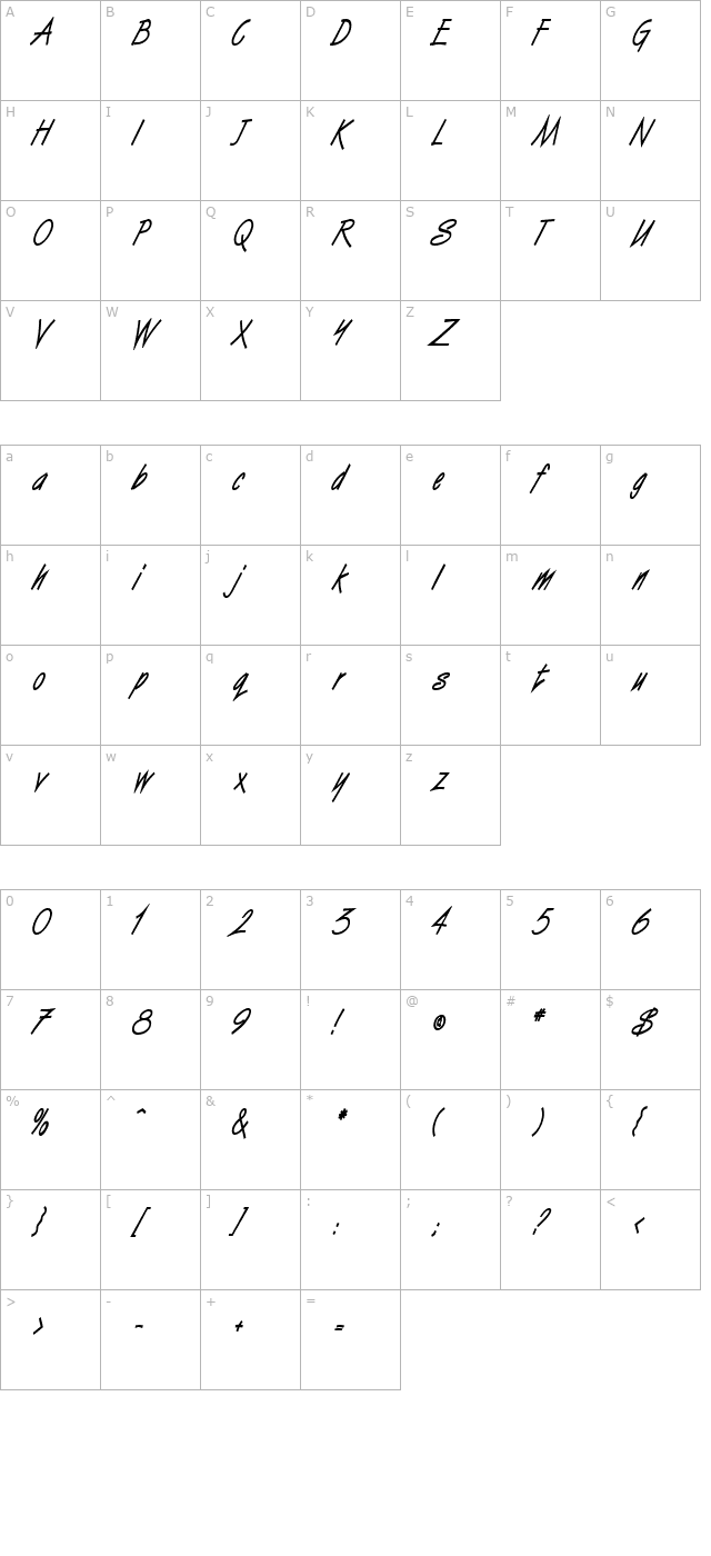 vizier-condensed-heavy-italic character map