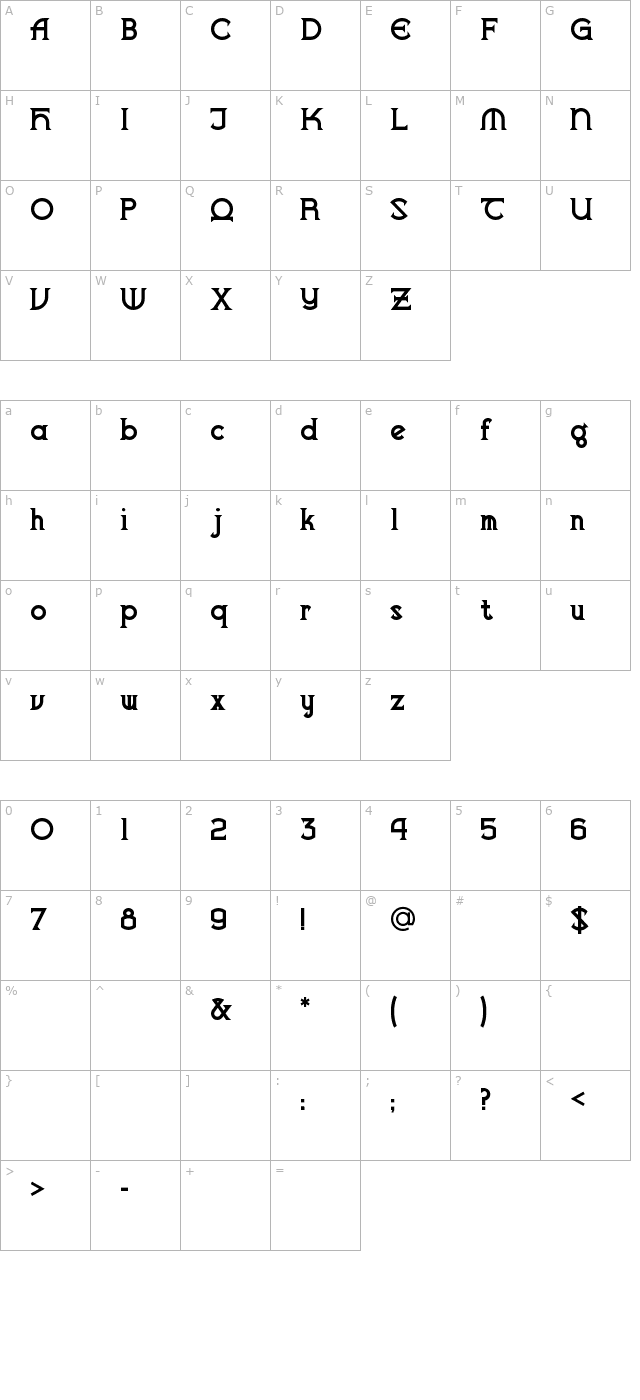 vlaanderenchiseled character map