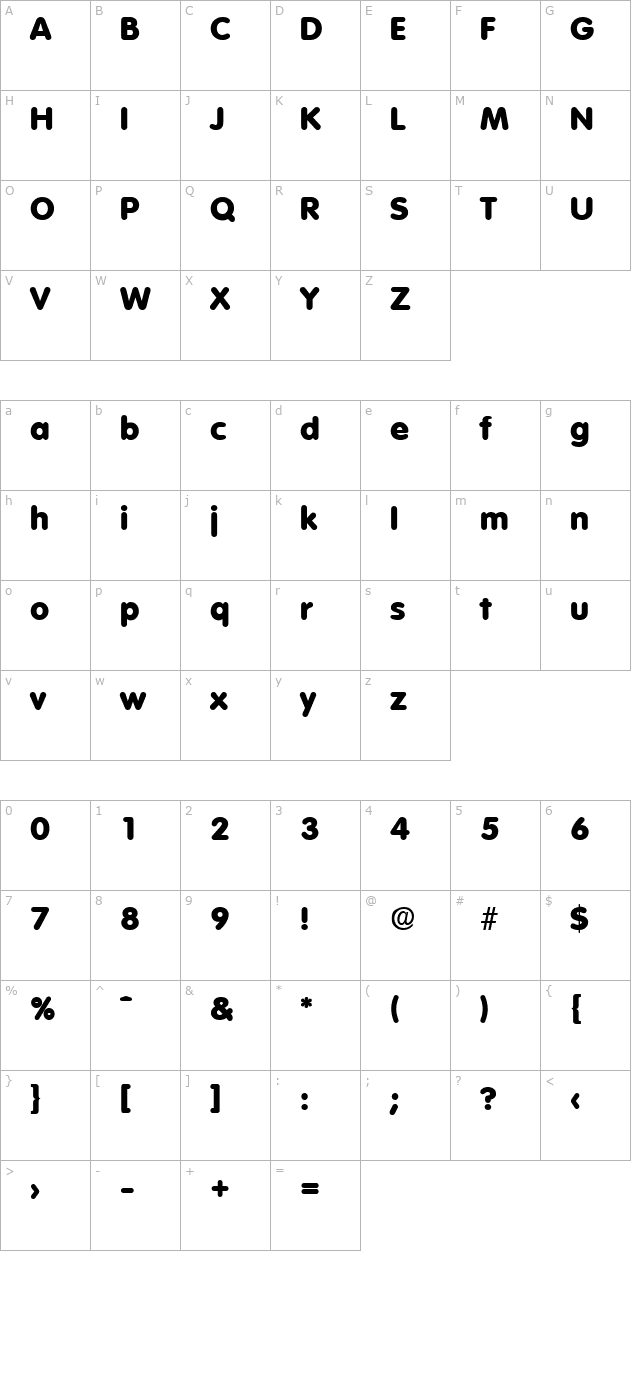 Volkswagen-ExtraBold character map