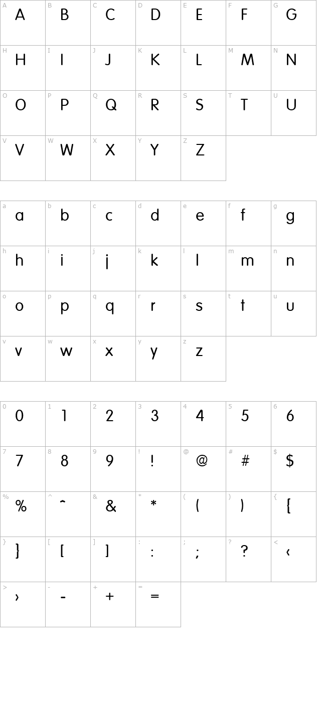 Volkswagen-Regular character map