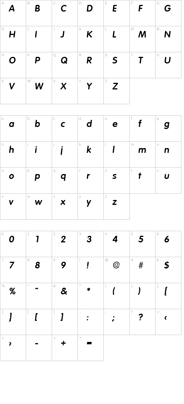 volkswagen-serial-bolditalic character map