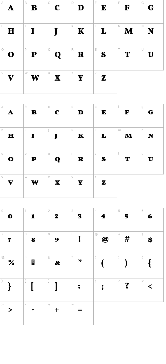 vollkorn-sc-black character map