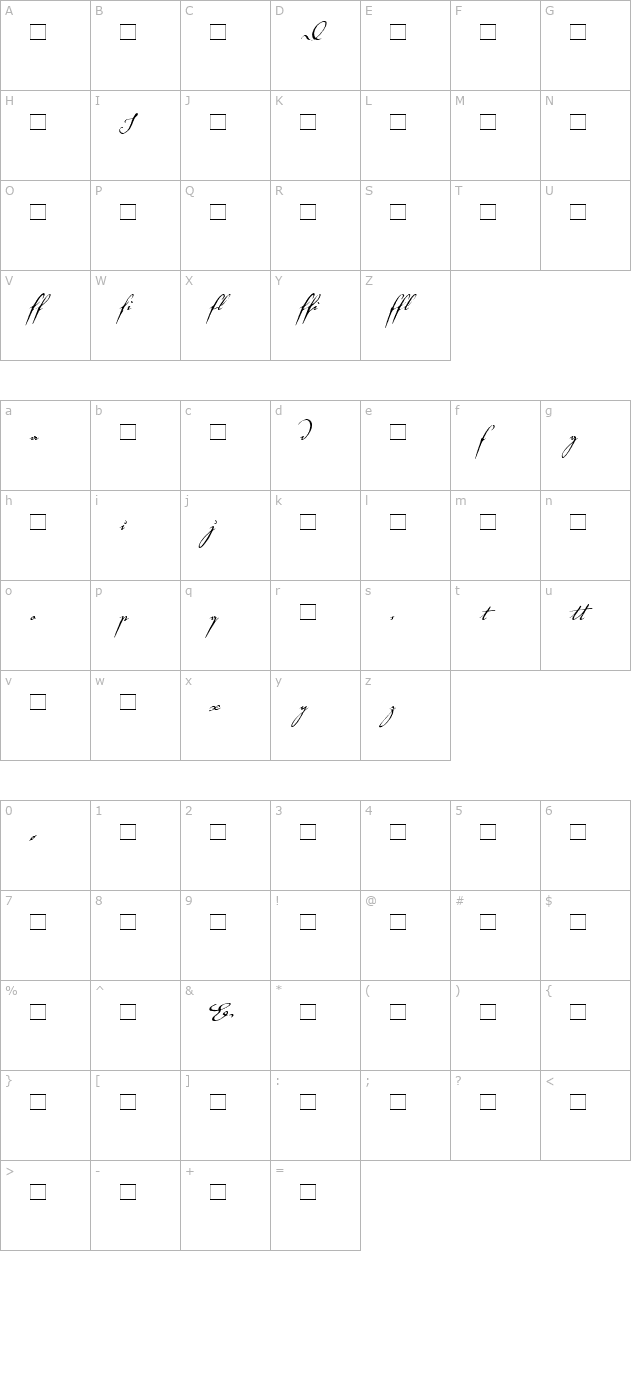 volutascriptalternates character map